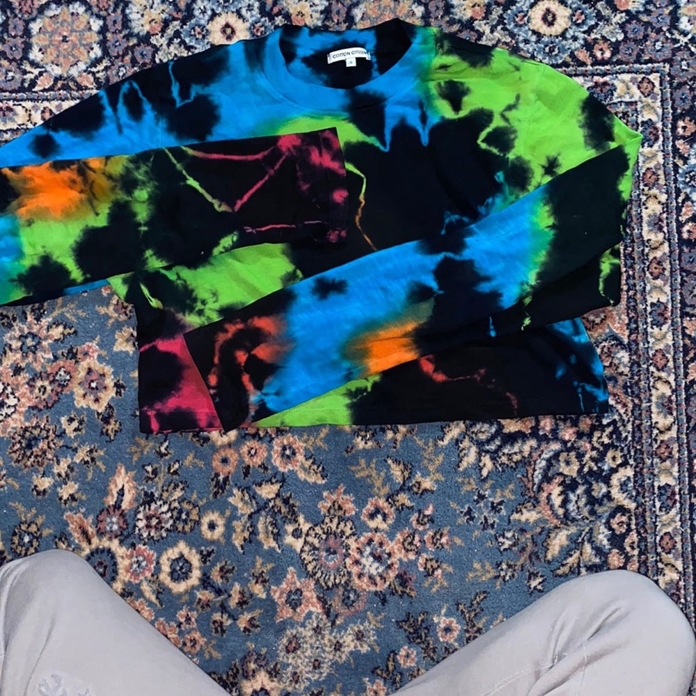Tie dye cotton citizen crop sweatshirt